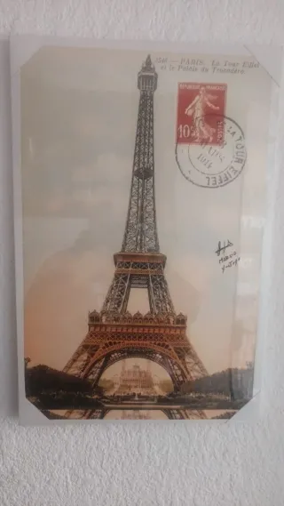 Cuadro Torre Eiffel París Sello Postal 1914