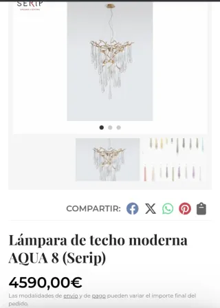 Lámpara Serip Aqua8 3259/8 Cristal Metal