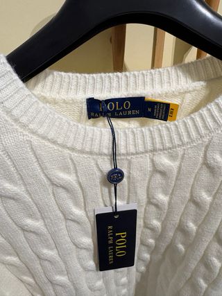 Maglione Polo Ralph Lauren bianco trecce