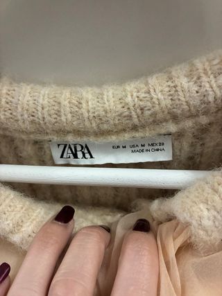 Jersey Zara lazo beige botones