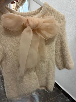 Jersey Zara lazo beige botones