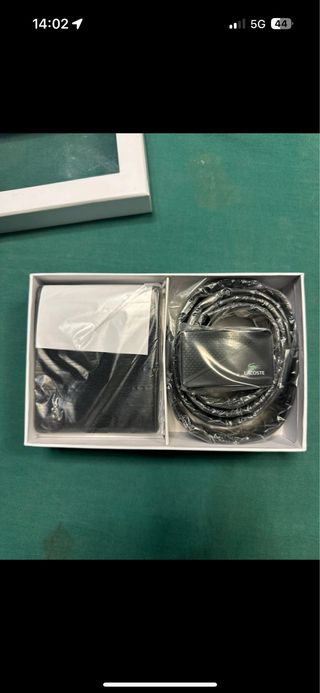 Cintura e portafogli Lacoste neri