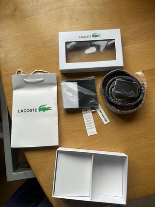 Cintura e portafogli Lacoste neri