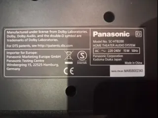 Barra de Sonido Panasonic SC-HTB200 Negra