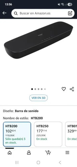 Barra de Sonido Panasonic SC-HTB200 Negra