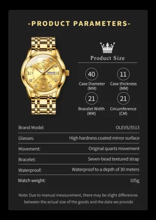 Reloj OLEVS Dorado Hombre