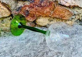 Calice Vtg cristallo Bohemia intagliato inciso