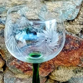 Calice Vtg cristallo Bohemia intagliato inciso