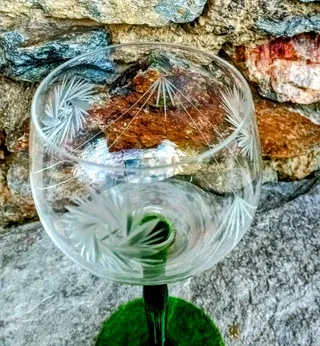 Calice Vtg cristallo Bohemia intagliato inciso