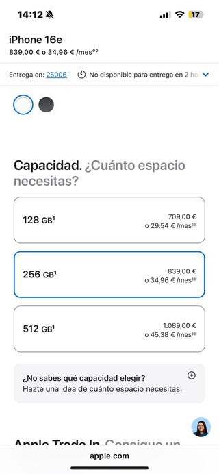 iPhone 16 e 256GB Negro Espacial OFERTAAA