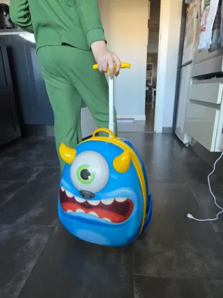 Maleta infantil monstruo azul y amarillo