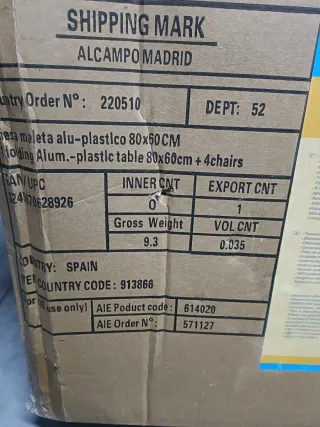 Conjunto Mesa y Sillas Plegables Picnic