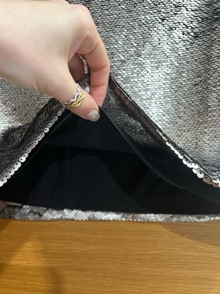 Falda Zara Lentejuelas Plateadas Mate