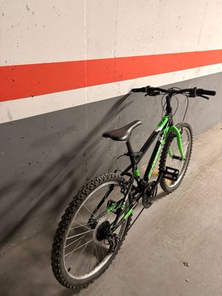 Bicicleta infantil negra y verde