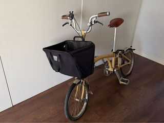 Bicicleta Brompton plegable color beige