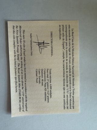 Moneda 10 Euro España 175 Aniversario Sello