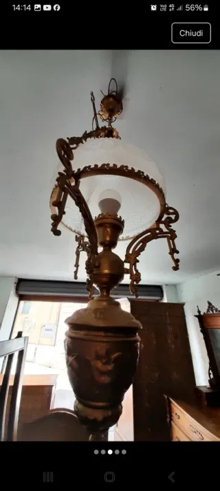 Lampadario antico in bronzo