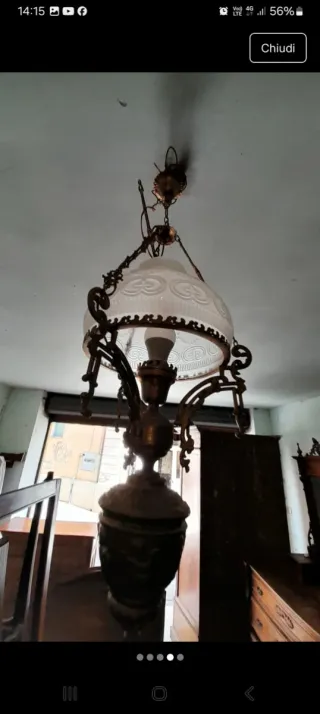 Lampadario antico in bronzo