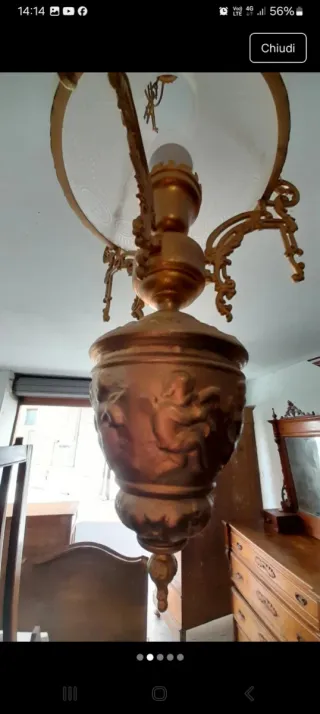 Lampadario antico in bronzo