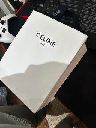 Scatola rigida e busta Celine bianca