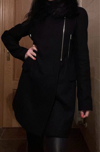 Abrigo Zara Lana Talla M Negro