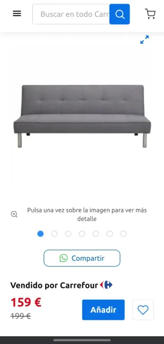 Sofá Cama Clic Clac Gris Textil 179x93x77 cm