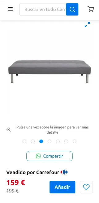 Sofá Cama Clic Clac Gris Textil 179x93x77 cm