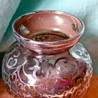 Vasetto Art Déco Vetro Soffiato Argento