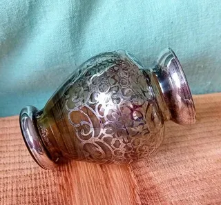 Vasetto Art Déco Vetro Soffiato Argento