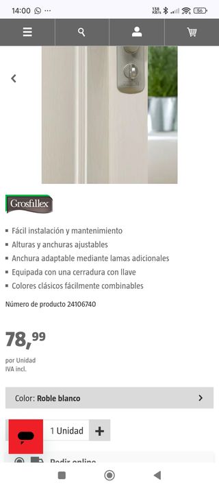 Puerta Plegable PVC Blanca NUEVA