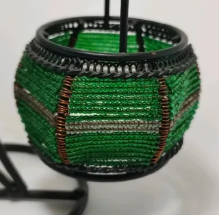 Porta candele in metallo verde