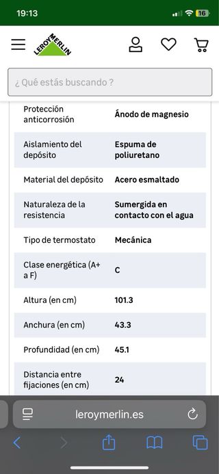 Termo eléctrico Leroy Merlin 100L