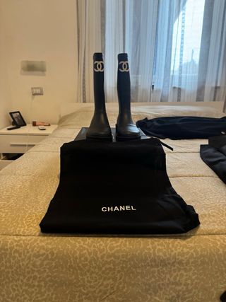 Stivali Chanel Gomma Neri mai usate