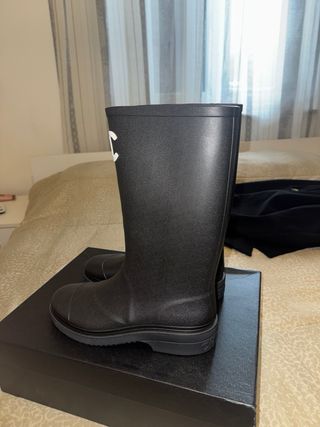 Stivali Chanel Gomma Neri mai usate