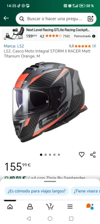 Casco de moto LS2 Storm II  en carbónico talla s