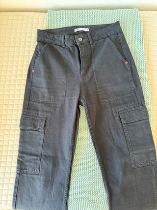 Pantalón Cargo Zara Negro Talla 38