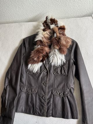 Chaqueta Ecopiel - Patchwork Bufanda Marrón oscuro