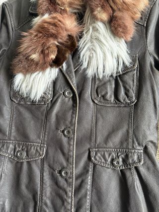 Chaqueta Ecopiel - Patchwork Bufanda Marrón oscuro
