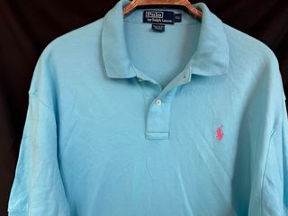 RALPH LAUREN poll turquesa manga corta talla XL