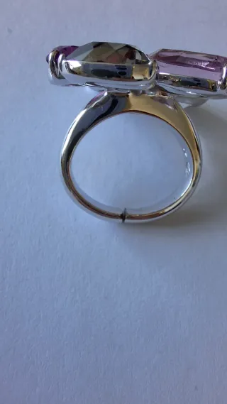 Anillo Swarovski Flor Morado y Rosa