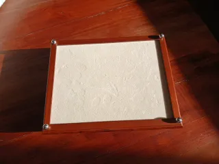 Joyero madera con placa plata anillos. 19x24cm.