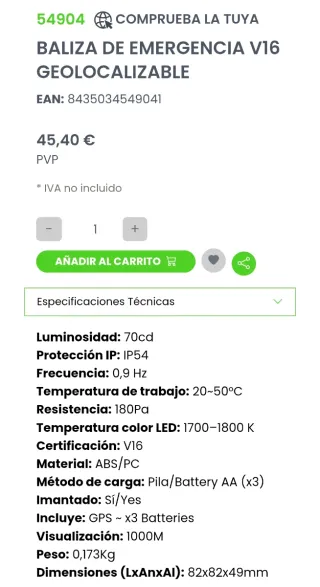 Baliza V16 3.0 JBM Geolocalizable