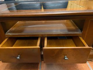 Mesa centro madera maciza Cerezo cristal