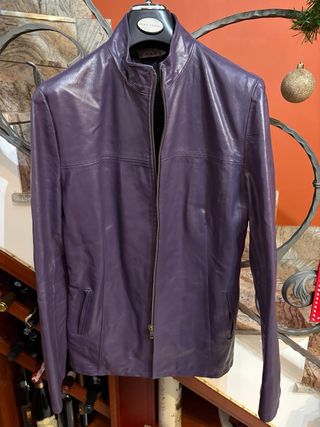 Giacca donnain vera pelle viola vintage