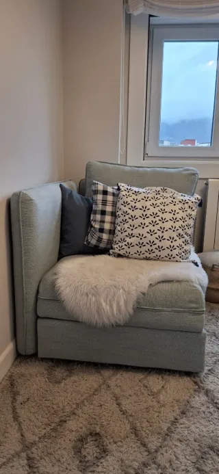 Sofá cama tela azul/gris