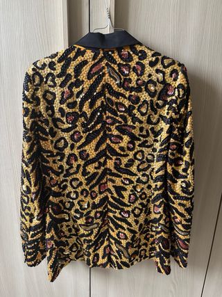 Giacca Moschino leopardata con paillettes