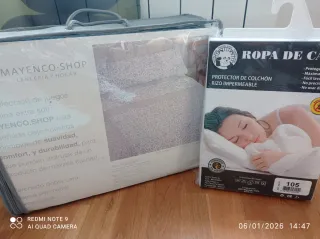Juego de sábanas coralina + protector colchón