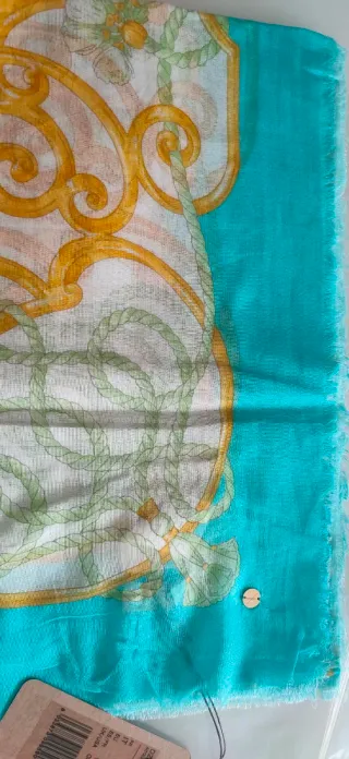 Foulard Falconeri seta oro e turchese