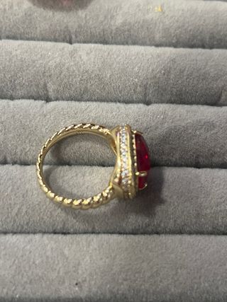 Anillo XP Oro 14K Talla 7 con Piedra Roja