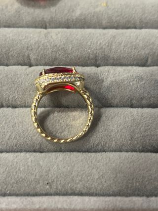 Anillo XP Oro 14K Talla 7 con Piedra Roja